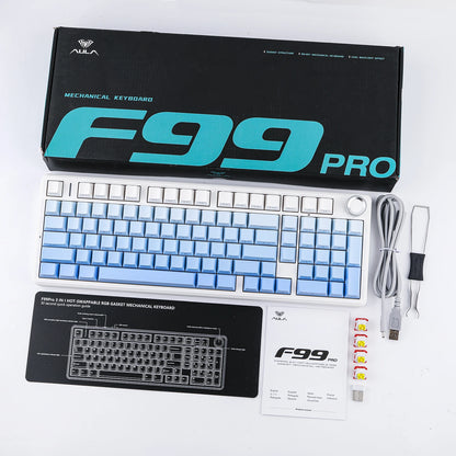 AULA F99 PRO 96% Layout Hot-Swappable Gasket-Mounted Wired/Bluetooth/2.4GHz Wireless Mechanical Keyboard for Mac/Win