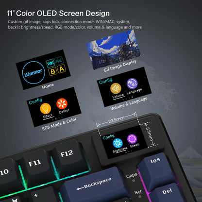 Womier S-K80 75% Keyboard with Color OLED Display Mechanical Gaming Keyboard Hot Swap Keyboard Gasket Mount RGB Custom Keyboard