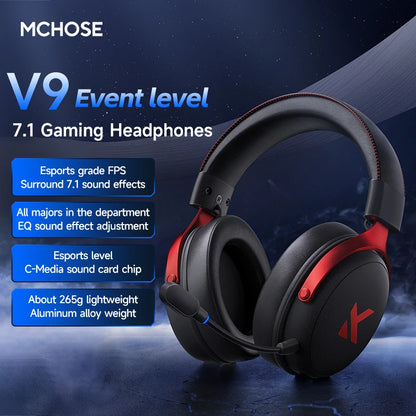 MCHOSE V9 PRO 7.1 Wireless Gaming Headset – Tri-Mode Low Latency Bluetooth 5.3 E-Sports Headphones with AI Noise Cancelling Mic for PC PS4 PS5