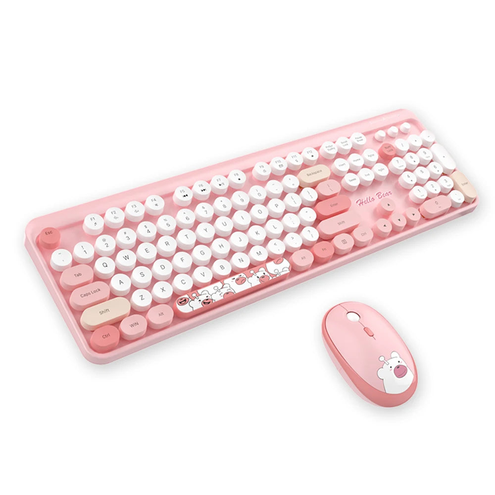 Cute New 2.4G Wireless Keyboard With Numeric 104 Keys Silent Gaming Keyboard Mouse Set For Laptop Desktop PC Friend Gift Durable
