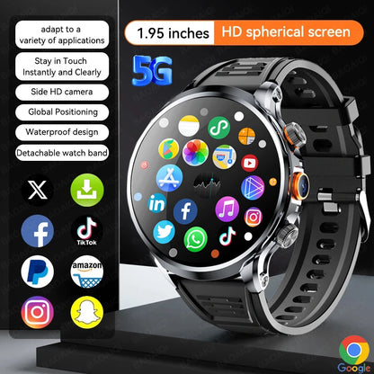 8GB+128GB RAM 5G/4G Smart Watch 1.95 inch AMOLED 1880mah Battery 500W Camera GPS WIFI Google APP Download Smartwatch Android 9.0