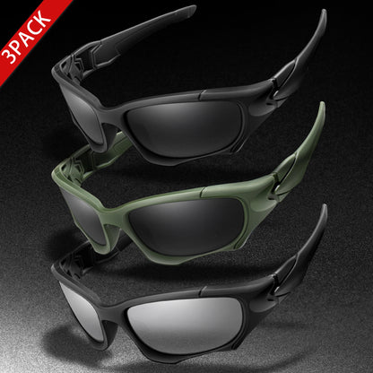 3-PACK Trendy Outdoor Tactics Sports Sunglasses Men and Women Cycling Glasses Driving Camping Travel Colorful Goggles