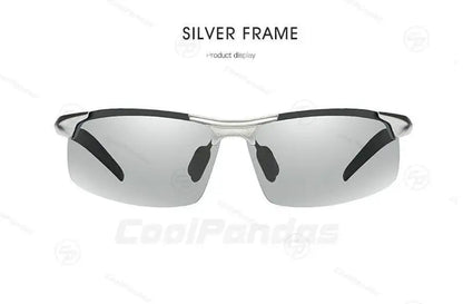 CoolPandas Photochromic Sunglasses Men Polarized Rimless Outdoor Sport Driving Glasses Day Night Chamelon Goggle zonnebril heren