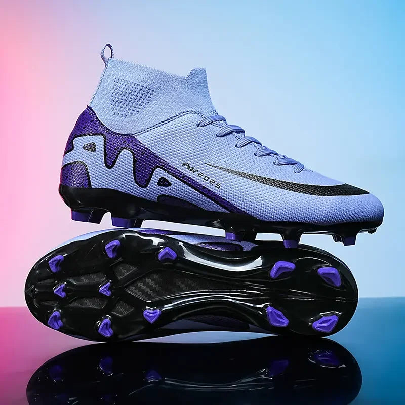 Men High Top Soccer Cleats Anti Slip Wear Resistant Firm Ground Breathable Comfortable Outdoor Grass Field Training Athletic