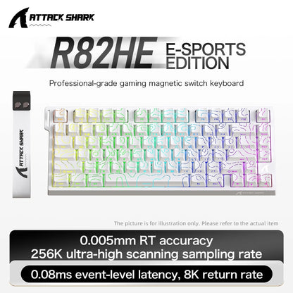 ATTACK SHARK R82HE High-Performance Magnetic Axis Keyboard, 8K Rate, 0.08ms Latency, 0.005mm RT Accuracy, 75% Layout, Five-Layer