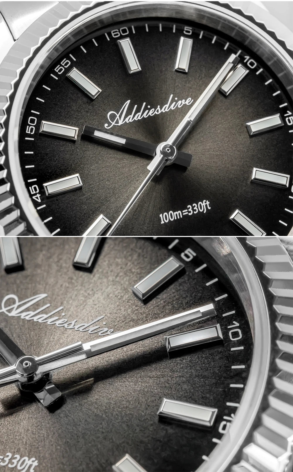 ADDIESDIVE New Men's Watch AD2073 Sapphire Glass 36mm VH31 Sunburst Quartz Watches 10Bar Waterproof Diving Luminous Wristwatch