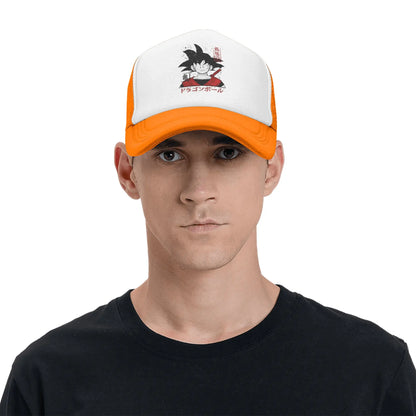 Japońska czapka z daszkiem Goku z serii Dragon Ball Z z siateczką – unisex, modne czapki przeciwsłoneczne, czapki typu snapback, czapki wędkarskie, zimowe czapki typu trucker