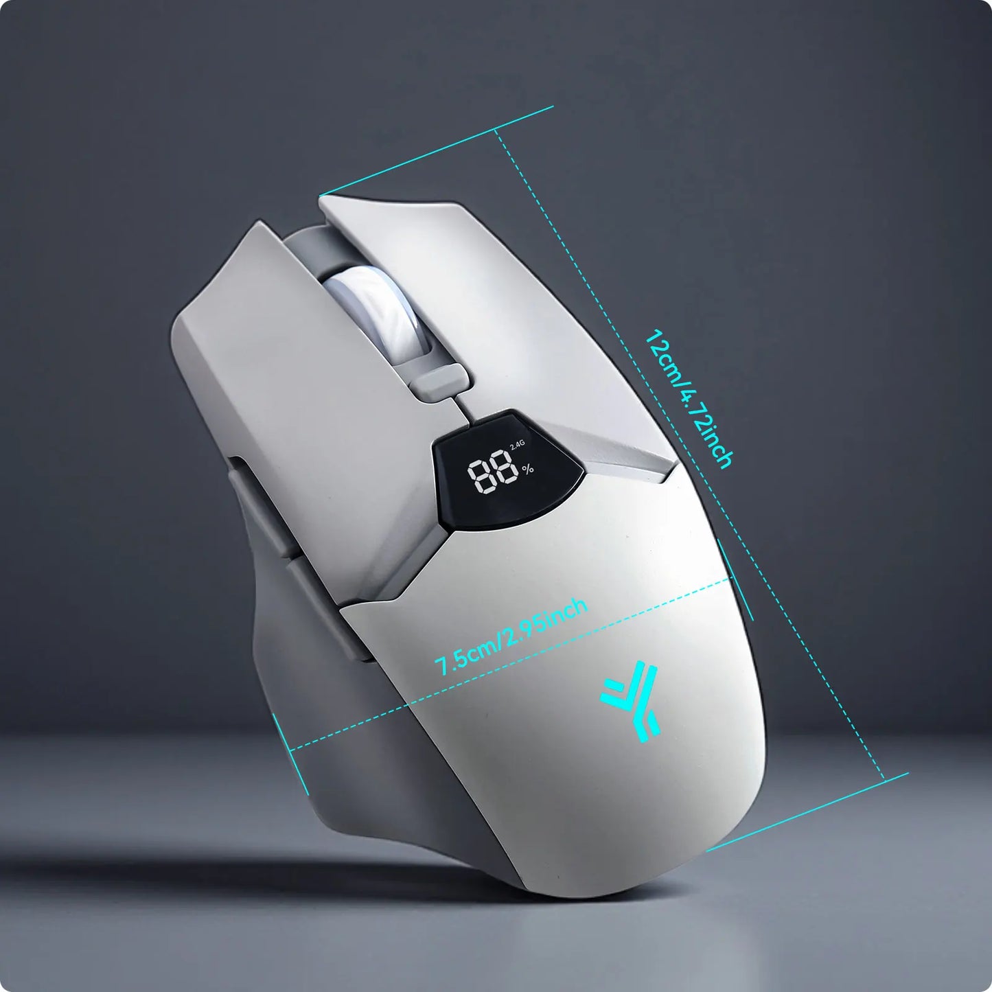Rato Bluetooth Sem Fios com Indicador Digital de Bateria, Rato Ergonómico Silencioso para PC, Portátil e Gaming, 2.4G/Bluetooth 5.0