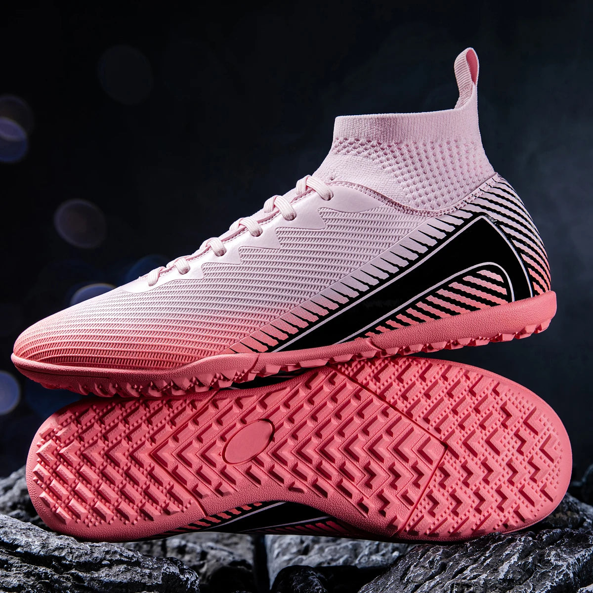 Chaussures de football pour adultes haute performance, unisexes, pour terrain extérieur et intérieur en gazon synthétique, avec crampons, chaussures de football pour garçons, semelles à crampons