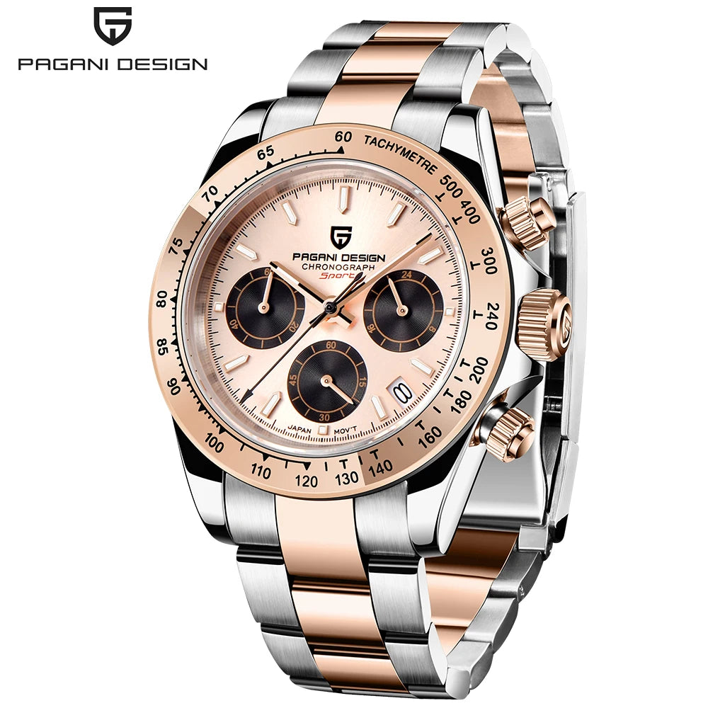 Relógio cronógrafo para homem PAGANI DESIGN – Relógio de pulso de luxo com movimento de quartzo, luminoso e estanque.