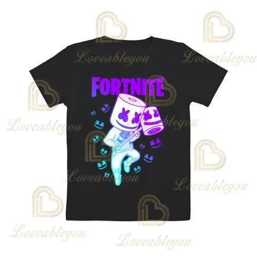 Cartoon-T-Shirt für Jungen und Mädchen, Fortnite-T-Shirt Battle Royale 3D, 3 bis 14 Jahre, Victory Royale, Gaming-Oberteil für Kinder und Teenager