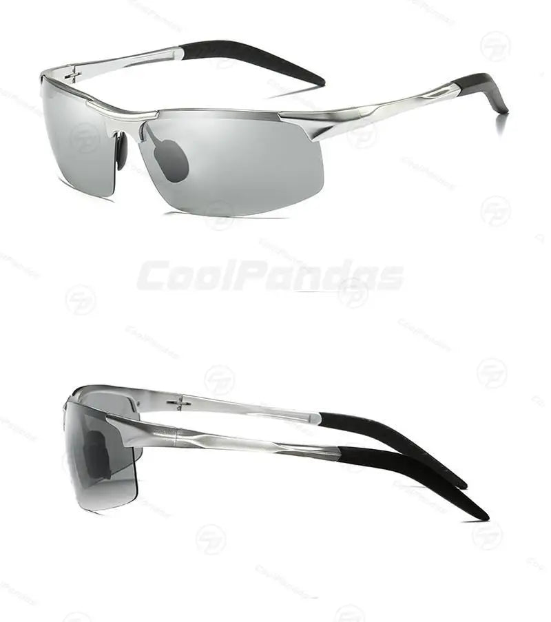 CoolPandas Photochromic Sunglasses Men Polarized Rimless Outdoor Sport Driving Glasses Day Night Chamelon Goggle zonnebril heren