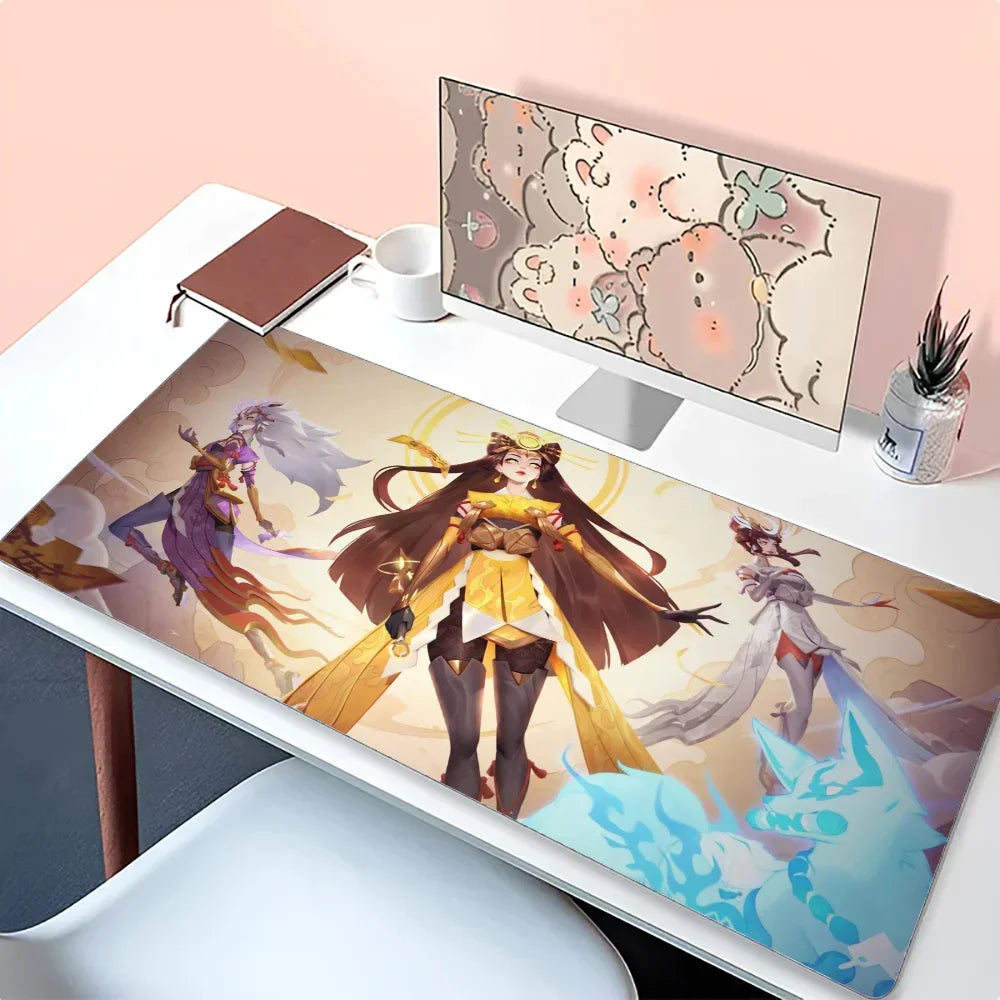 Подложка за мишка Amaterasu Kiriko Overwatch, постелка за бюро с подложка, гейминг аксесоари, Prime Gaming XXL подложка за клавиатура, омекотена постелка