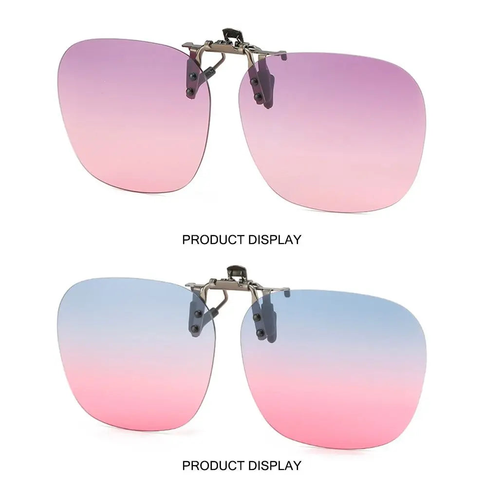 Metal Clip Clip-On Polarized Sunglasses Convenient Rimless Flip-up Sun Glasses for Prescription Glasses UV400 Polygonal Shades