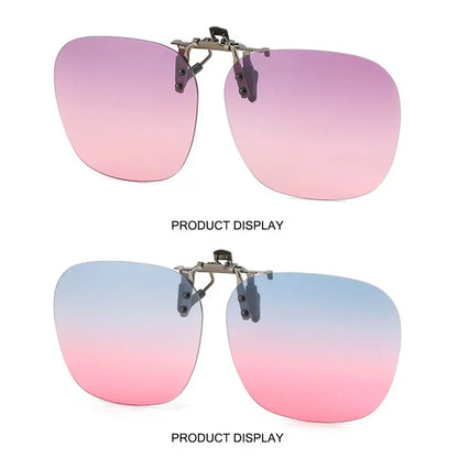 Metal Clip Clip-On Polarized Sunglasses Convenient Rimless Flip-up Sun Glasses for Prescription Glasses UV400 Polygonal Shades