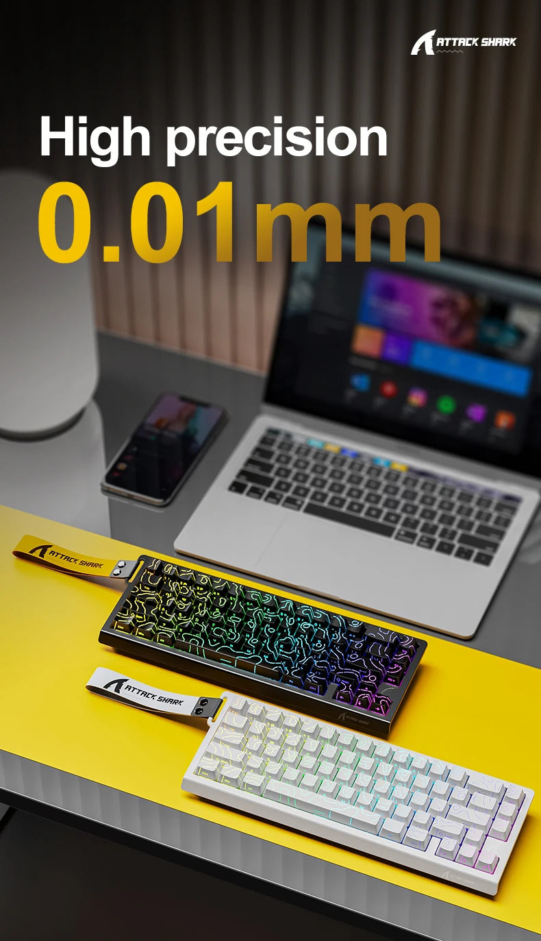 Teclado gaming magnético ATTACK SHARK X68HE X68PRO HE e FREEWOLF F68 com fios F68Pro sem fios para gaming profissional 0.01mm Rapid Trigg