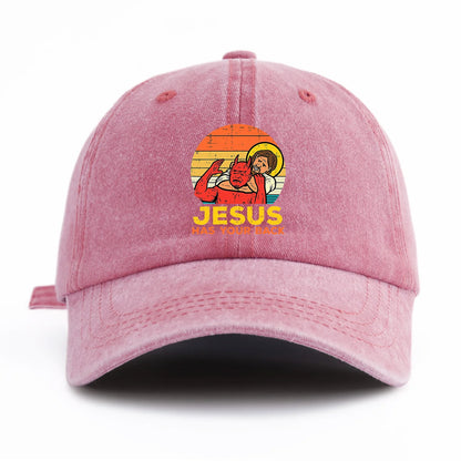 1pc JESUS HAS U BACK Print Washed Baseball Cap for Adults,Minimalist Retro Style Casual Soft Adjustable Dad Hat,Perfect As Gift
