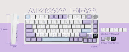AK820 PRO AJAZZ 0.85TFT Screen Mechanical Keyboard Custom GlF image 3 Modes Hot-Swap