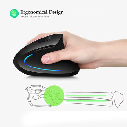Wireless Vertical Mouse 2.4GHz Ergonomic Optical Mouse, Adjustable DPI Wireless Vertical Mouse with RGB Backlight for Laptop, PC, Mac, Tablet & Office