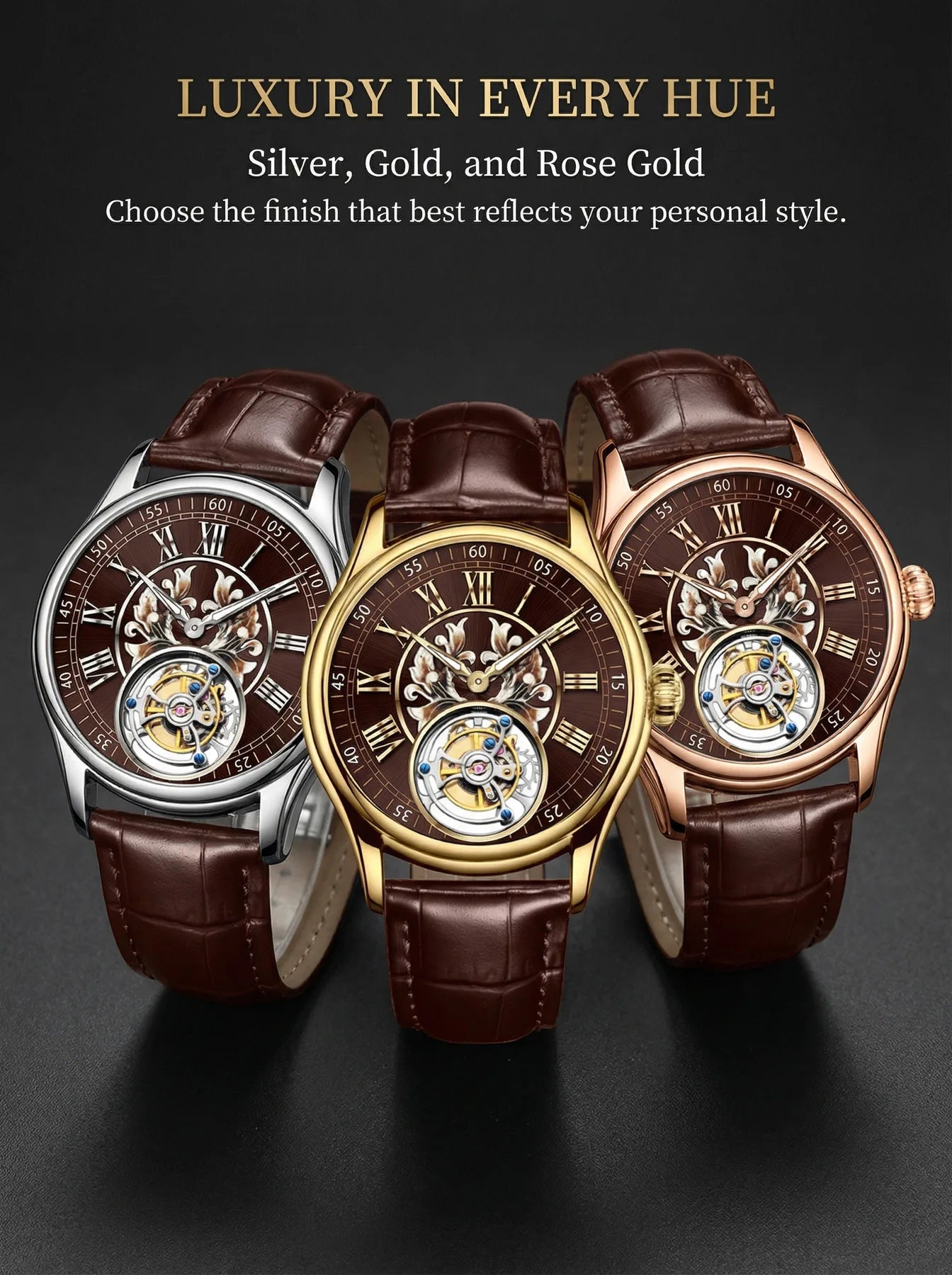 aesop Men's Watch Automatic Movement Mechanical Tourbillon Watch Skeleton Design Stainless Steel Case Waterproof Men's Watch 202