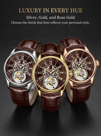 aesop Men's Watch Automatic Movement Mechanical Tourbillon Watch Skeleton Design Stainless Steel Case Waterproof Men's Watch 202