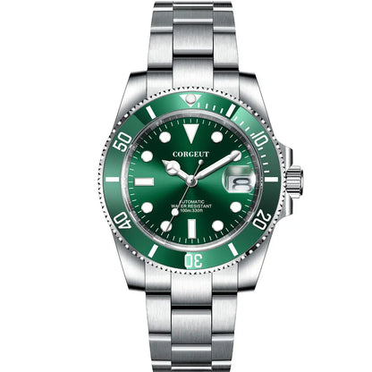 Corgeut 40mm  Luxury Business NH35 Men's automatic mechanical Diving Watch, ceramic bezel, sapphire crystal, 100m waterproof.