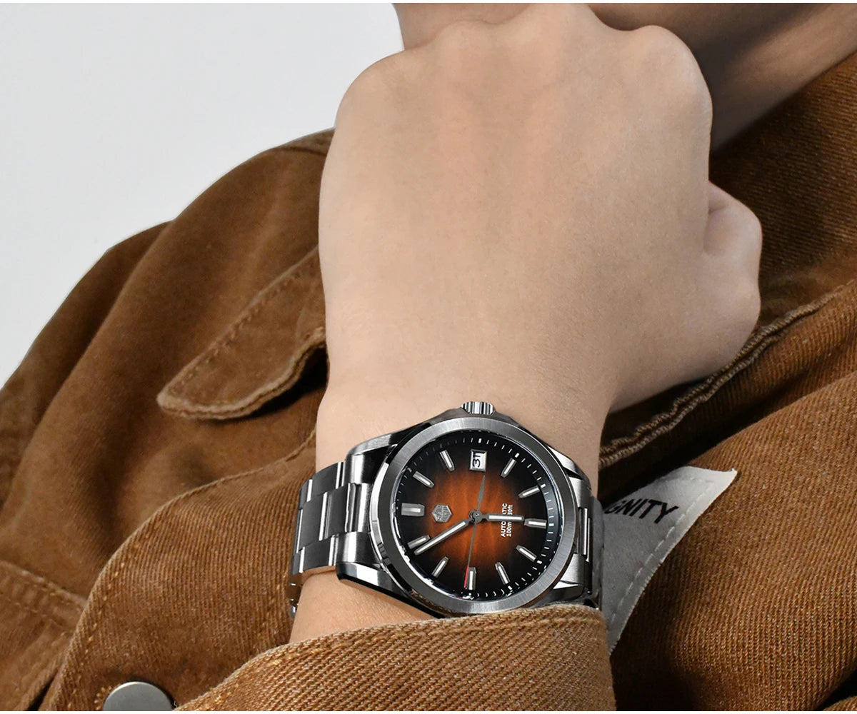 San Martin New Gada Watch 39mm Desert Texture Men Dress Watch NH35 Automatic Mechanical Sapphire Waterproof 100m Luminous SN0129