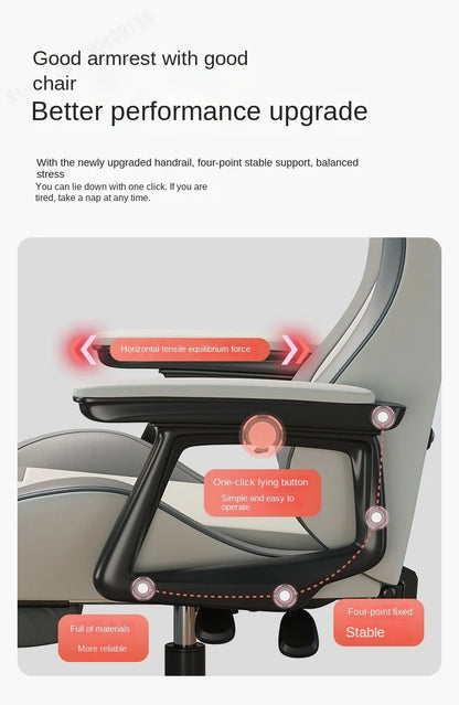 Modern Ergonomic Computer Office Chair with Footrest, Adjustable Height, Swivel Executive Desk Chair, Reclining Gaming Chair for Home & Study