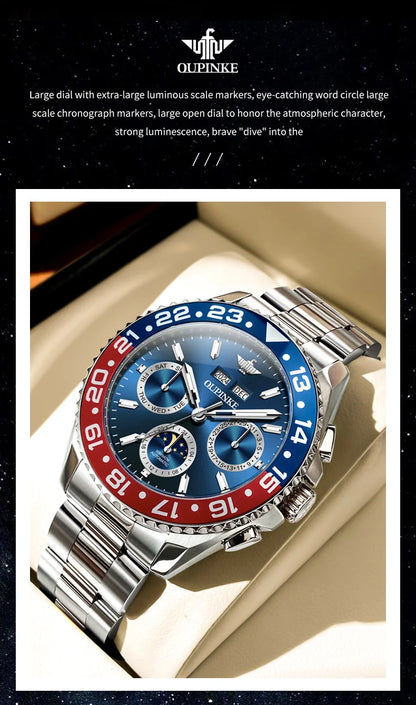 OUPINKE Fashion Mens Watches Top Brand Luxury Business Sport Watch Multifunction Automatic Mechanical Men Clock Waterproof Reloj