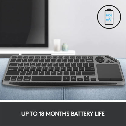 Bluetooth Wireless Keyboard with Touchpad 7-Colors Backlit 2.4g Rechargeable Trackpad Keyboard for Smart TV, IOS IPhone/IPad