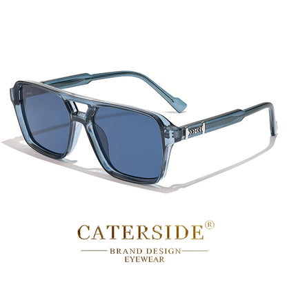 CATERSIDE Retro Square Sunglasses Men Punk Flat Top Double Bridge High Quality Sun Glasses for Women Party Festival Gifts