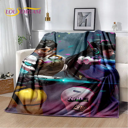 Overwatch Game Gamer D.Va Reaper Soft Plush Blanket, Flannel Blanket Throw Blanket for Living Room Bedroom Bed Sofa Picnic Kid 3D