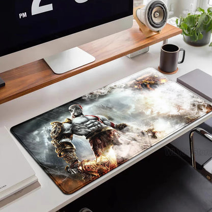 Xxl Mouse Pad God of War Desk Mat Gaming Accessories Keyboard Computer Mousepad Gamer Large Pc Cabinet Office Table Carpet Rug
