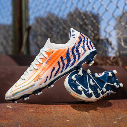 Chaussures de football AG FG pour hommes, tige en PU souple, structure de crampons renforcée, pour adultes, pour les matchs et entraînements de football en plein air sur pelouse.