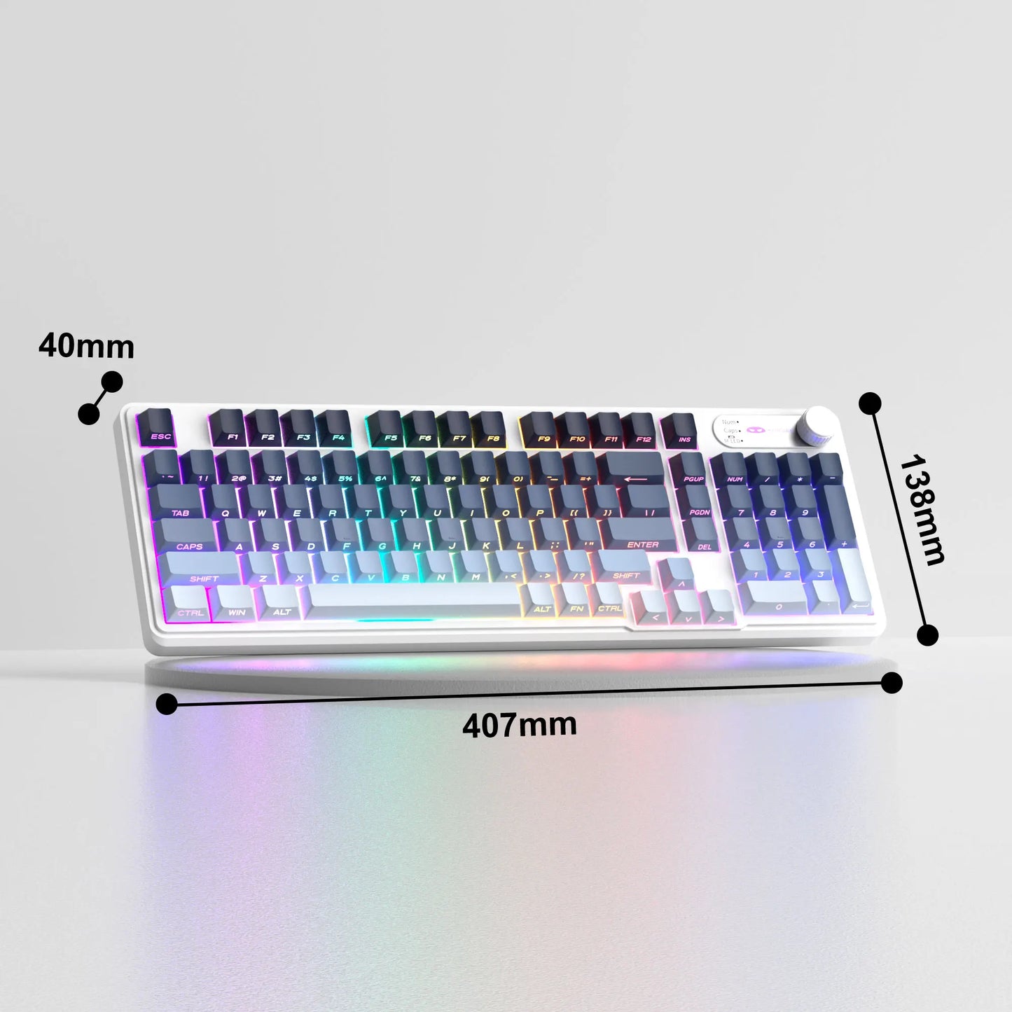 Magegee Gk960 Membrane Keyboard Wireless 2.4g Bt 98 Keys Abs Side Engraved Keycaps Adjustable Rgb Lights for Office Game Windows