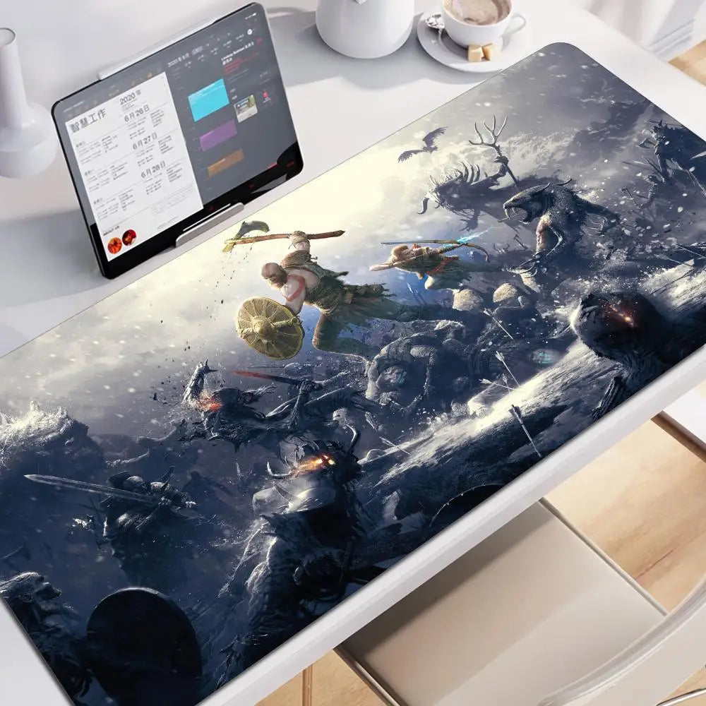 Xxl Mouse Pad God of War Gaming Accessories Keyboard Computer Carpet Game Desk Mat 90x40cm Large Pc Gamer Cabinet Table Mousepad