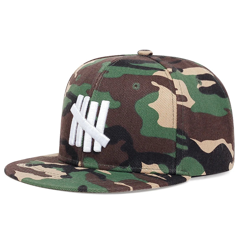 2025 New Five Bar Embroidered Simple Classic Flat Edge Hat Men's Street Hip Hop Hat Women's Outdoor Sunshade Hat Baseball Hat