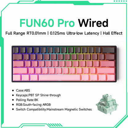 Akko MonsGeek FUN60 PRO&MAX HE Mechanical Keyboard Magnetic Switch 60% Gaming Keyboard Rapid Trigger 8K Custom Keyboard