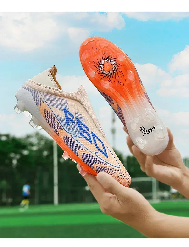 Nouvelles chaussures de football pour hommes, de haute qualité, très vendues, antidérapantes, mi-hautes, légères, pour l'extérieur, crampons de match, pour l'entraînement sur gazon.
