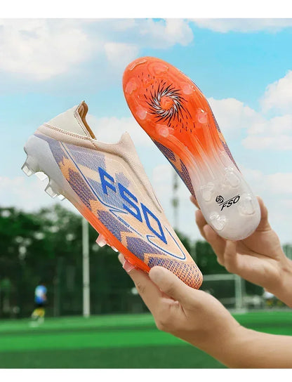 Nouvelles chaussures de football pour hommes, de haute qualité, très vendues, antidérapantes, mi-hautes, légères, pour l'extérieur, crampons de match, pour l'entraînement sur gazon.