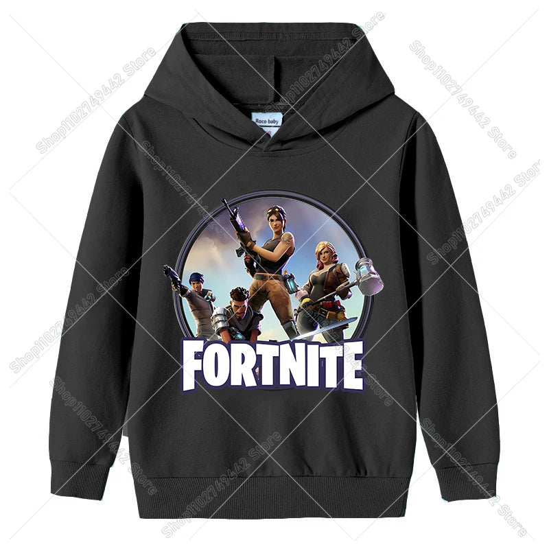 Fortnite-Kinder-Hoodies für den Herbst, Kapuzen-Sweatshirt für Jungen und Mädchen, dünner Trainingsanzug, langärmelige Pullover-Oberteile, Sportbekleidung, Kinderkleidung