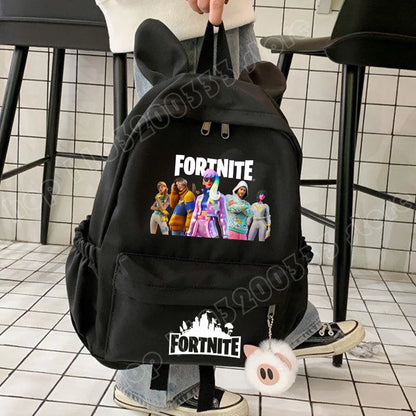 Neuer Fortnite-Cartoon-Rucksack für Jungen und Mädchen, lässige Schultasche mit großem Fassungsvermögen, Studententasche mit Hasenohren, Reiserucksack, Schreibwaren-Geschenk