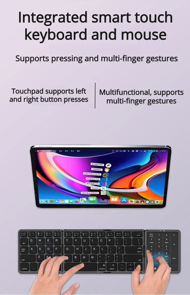 New Three-Fold Folding Bluetooth Keyboard With Touchpad Portable Foldable Keyboard For PC Mac Smartphone IPad
