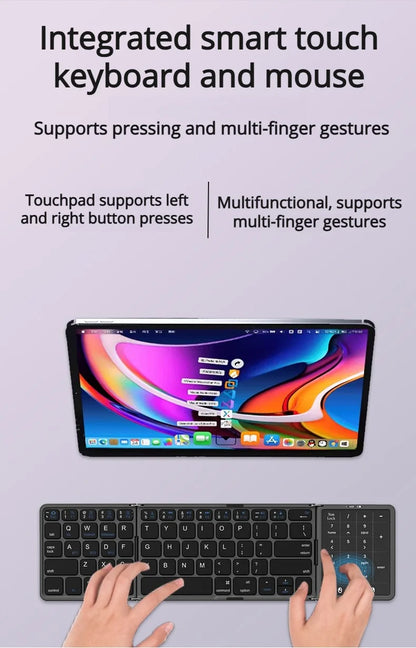 New Three-Fold Folding Bluetooth Keyboard With Touchpad Portable Foldable Keyboard For PC Mac Smartphone IPad