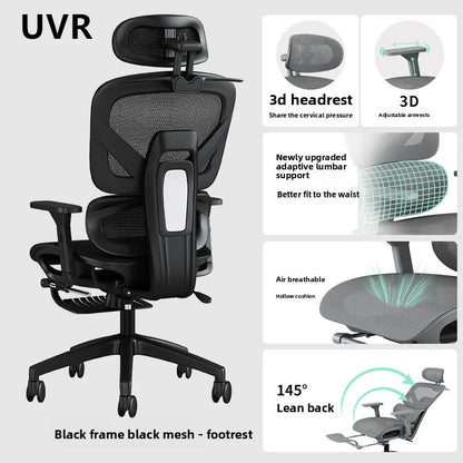 UVR Office Chair Sedentary Comfortable Reclining Stool Ergonomic Design Armchair Swivel Adjustable Computer Gaming Chair