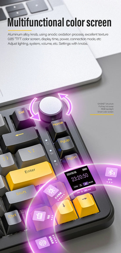 ATTACK SHARK X85/X85Pro Wireless Mechanical Keyboard 75% 82 Keys Tri-Mode Bluetooth Wird RGB Hot Swap Gasket Knob Large battery
