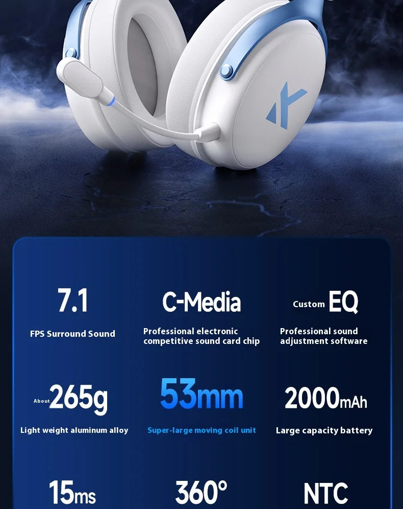 MCHOSE V9 Pro Wireless Gaming Headset – Bluetooth Noise Cancelling Headphones with Microphone, Low Latency Audio & Deep Dynamic Sound