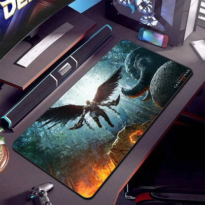 Xxl Mouse Pad God of War Desk Mat Pc Gaming Accessories Keyboard Computer Mousepad Gamer Large Cabinet Office Table Carpet Rug