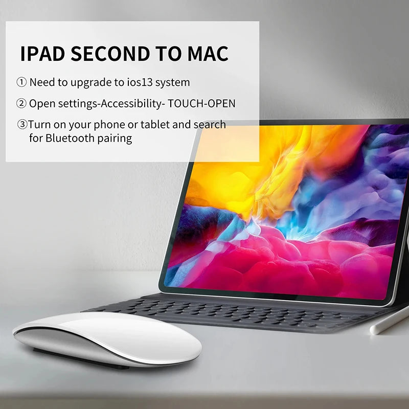 Magic Dual Mode Wireless Mouse Bluetooth Rechargeable Touch Mouse for MacBook, Laptop & PC, Slim Ergonomic Bluetooth Wireless Mouse