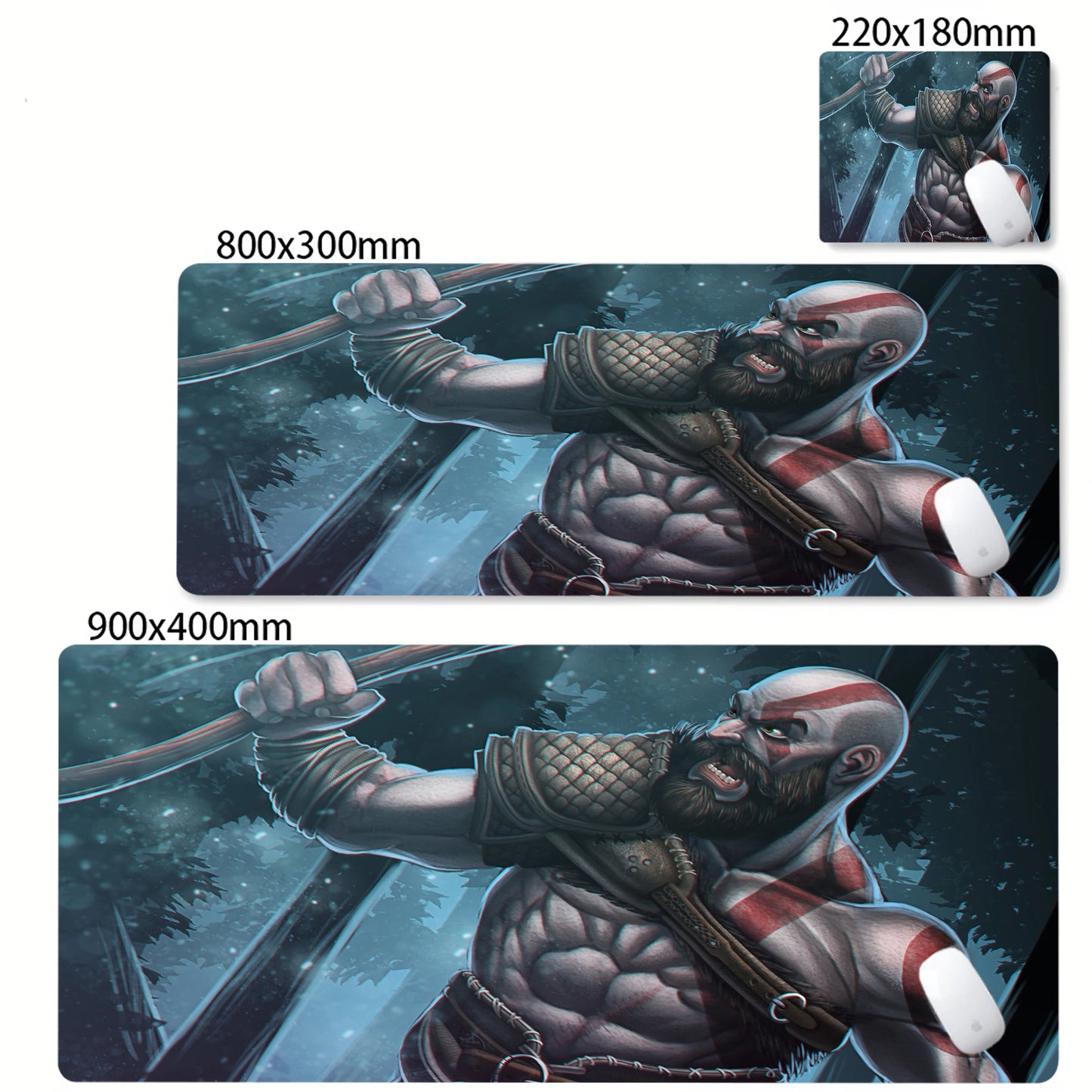 Xxl Mouse Pad God of War Desk Mat Pc Gaming Accessories Keyboard Computer Mousepad Gamer Large Cabinet Office Table Carpet Rug